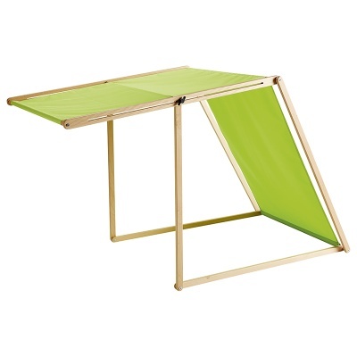 Cama de rede dobrável para gato com estrutura de madeira e tecido verde