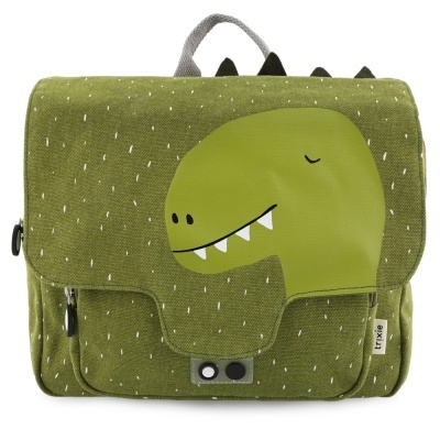 mochila verde com estampa de dinossauro para crianças