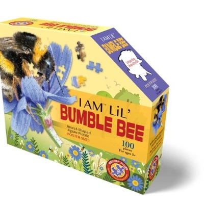 Caixa de puzzle com imagem de abelhas e flores, 100 peças.