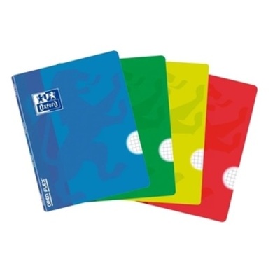 Dossiers coloridos de plástico azul, verde, amarelo e vermelho com logo Oxford