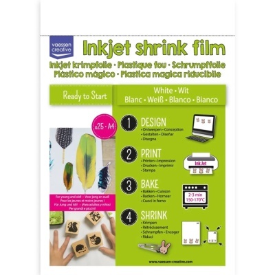 Embalagem do filme retrátil para jato de tinta Vaessen Creative com instruções e descrição do produto
