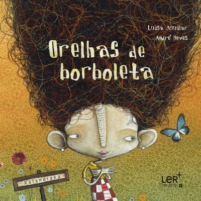 Capa de livro ilustrada com personagem e borboleta azul