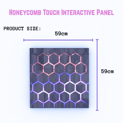 Painel interativo Honeycomb Touch padrão colmeia iluminado