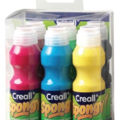 Marcadores de tinta tempera Creall spongy em várias cores com embalagem transparente
