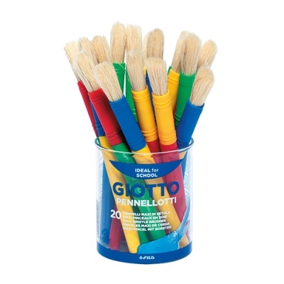 Conjunto de 20 pincéis com cabos coloridos em copo transparente