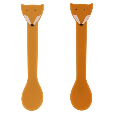 Duas colheres de silicone laranja com cabeça de raposa