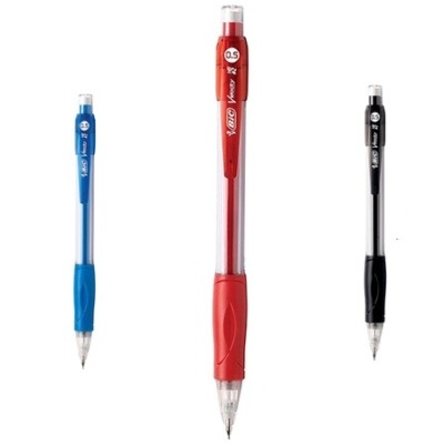 Três lapiseiras BIC Matic Grip de diferentes cores