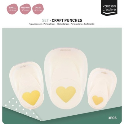 Conjunto de 3 perfuradores de papel com forma de coração amarelo, embalagem Vaessen Creative