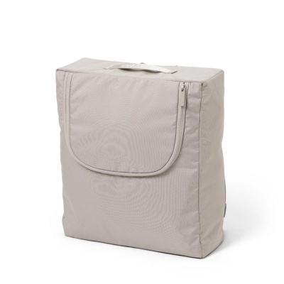 Mala quadrada cinzenta com fecho de correr e asa superior