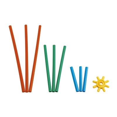 Peças plásticas coloridas para montagem