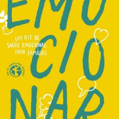 Capa de livro amarelo com texto e ilustrações simples em azul e branco