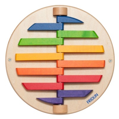 Xilofone de madeira colorido redondo com barras e nome FRIDLIN