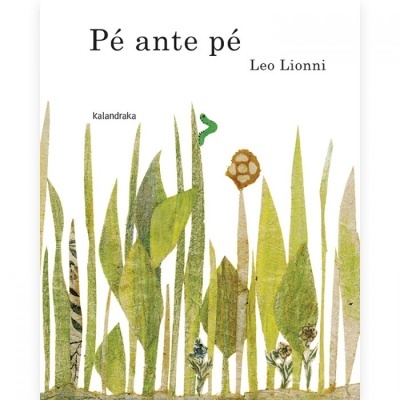 Capa do livro 'Pé ante pé' com ilustração de folhas verdes e cobra.