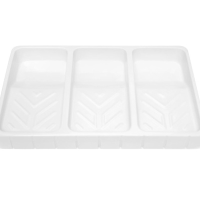 Tabuleiro branco de plástico para pintura com três compartimentos