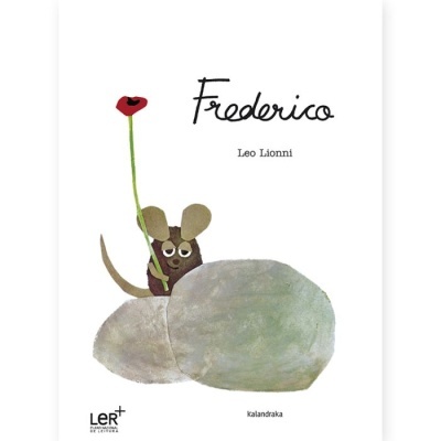 Capa de livro infantil com rato castanho e flor vermelha