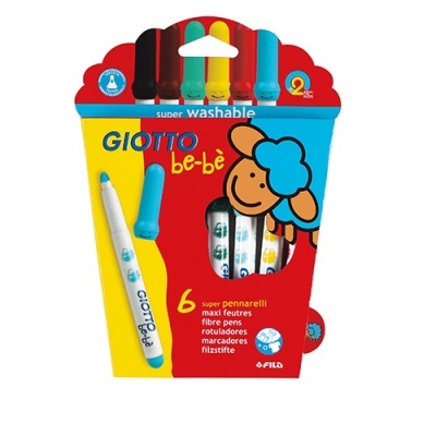 Pacote colorido de canetas de feltro Giotto be-bè com ovelha desenhada