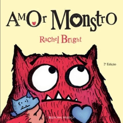 Capa do livro Amor Monstro com monstro vermelho e pequeno monstro azul