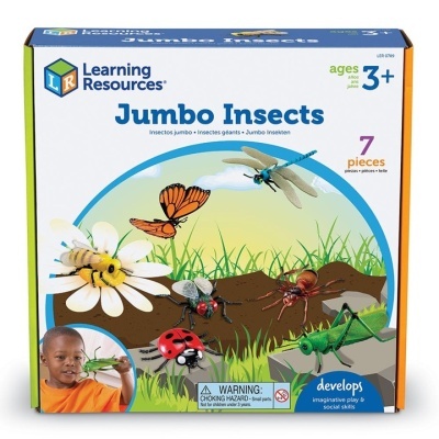 Caixa de brinquedo Jumbo Insects com insetos coloridos e texto em inglês