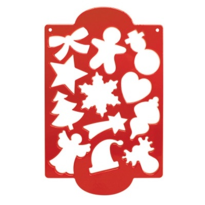 Molde de cortar biscoitos vermelho com formas natalícias