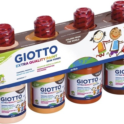 Conjunto de quatro tintas Giotto tons de pele em embalagem de cartão