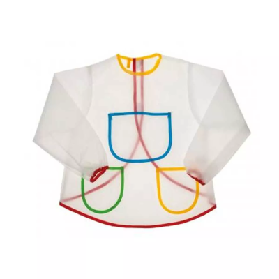 Blusa transparente com contornos coloridos e bolsos desenhados