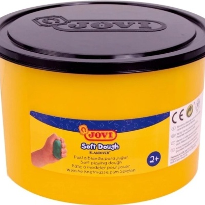 Embalagem amarela redonda de massa de modelar JOVI Soft Dough com tampa preta
