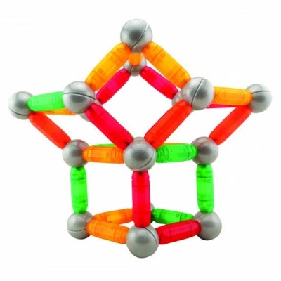 Brinquedo de construção geométrico colorido com esferas prateadas