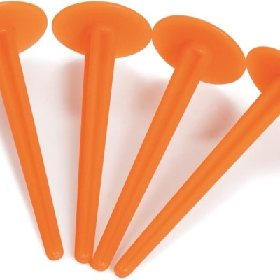 Conjunto de pinos plásticos laranja com cabeça larga