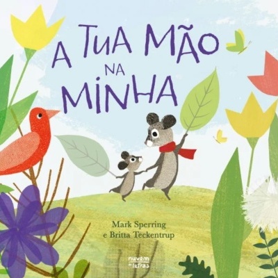 Capa de livro ilustrada com ratos, flores coloridas e pássaro.