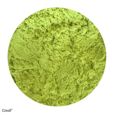 Pó verde claro com textura fina e granulada