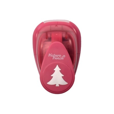 Perfurador de papel rosa com desenho de árvore de Natal