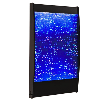 Painel iluminado azul com pontos de luz brancos e cor-de-rosa