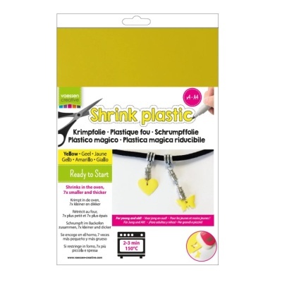 Folhas de plástico amarelo para encolhimento em embalagem branca da Vaessen Creative
