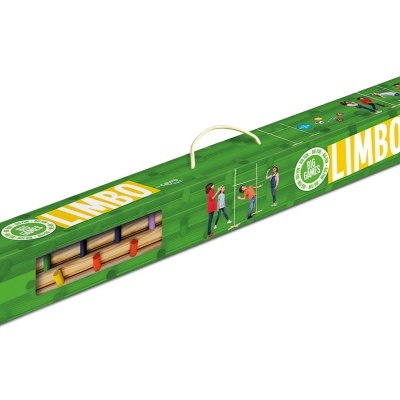 Embalagem verde do jogo Limbo com ilustrações de pessoas e texto visível