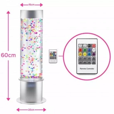 Lâmpada decorativa alta com bolhas coloridas e comando remoto