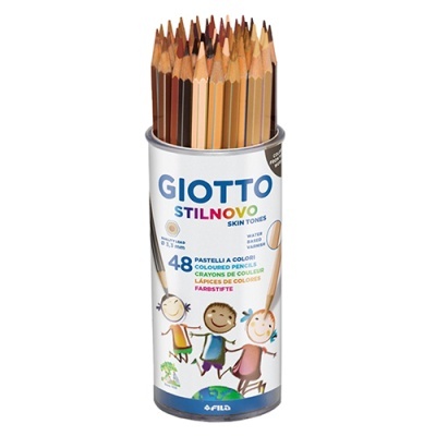 Lata metálica com 48 lápis de cor variados tons de pele Giotto Stilnovo