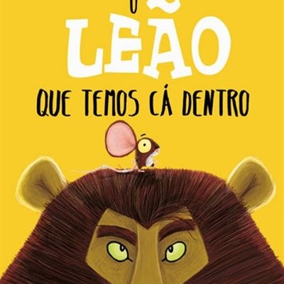 Capa do livro infantil com ilustração de leão e rato