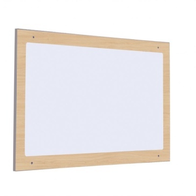 Quadro branco com moldura de madeira clara