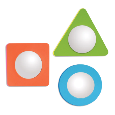 espelhos infantis coloridos em formas geométricas