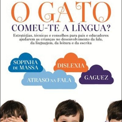 Capa de livro 'O Gato Comeu-te a Língua?' com crianças a tapar olhos, boca e ouvidos