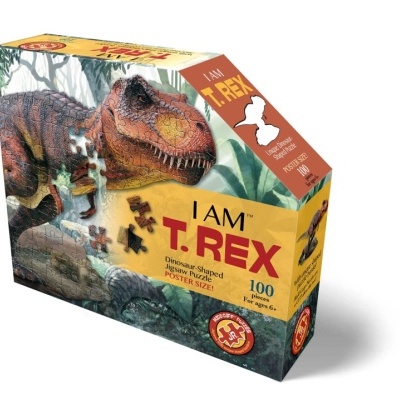 Caixa do puzzle I AM T-REX com imagem de dinossauro T-Rex