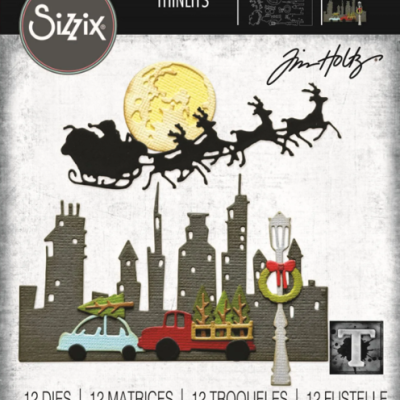 Conjunto de matrizes para recorte Sizzix com tema de Natal e cidade