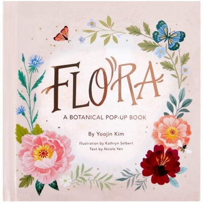 Capa do livro infantil flora com ilustrações de flores e borboletas