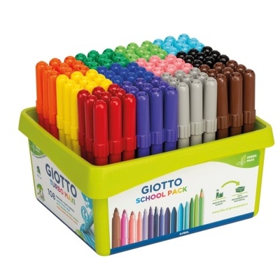 Estojo verde com canetas coloridas da GIOTTO School Pack