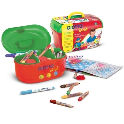 Conjunto Giotto bebè lápis de cor e caixa plástica colorida para pintar