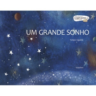 Capa de livro azul com estrelas e texto 'UM GRANDE SONHO'