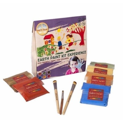 Conjunto de tintas Earth Paint Kit Experience com pincéis e caixa com ilustrações infantis