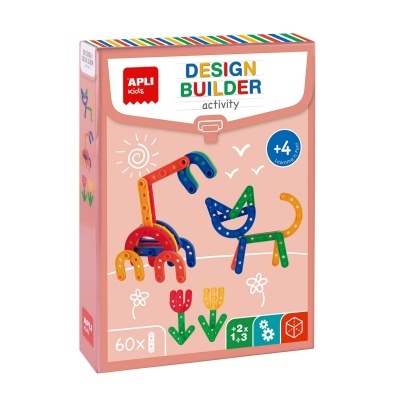 Caixa de brinquedo Design Builder APLI kids com peças coloridas para construir formas