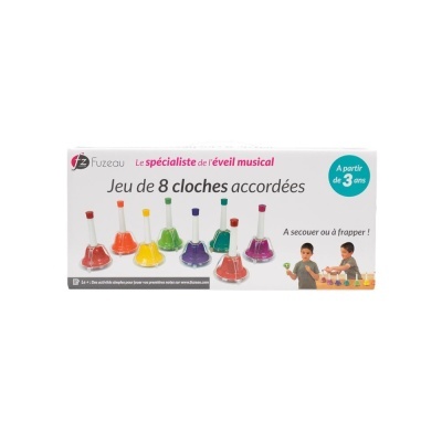 Embalagem de jogo de 8 sinos coloridos para crianças a partir de 3 anos