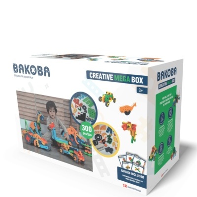 Caixa de brinquedo de construção BAKOBA CREATIVE MEGA BOX com 300 peças coloridas para crianças 3+